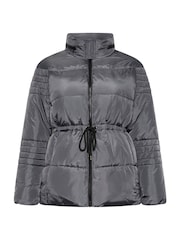 Yours Curve Grey Padded Drawstring Coat - Image 6 of 6