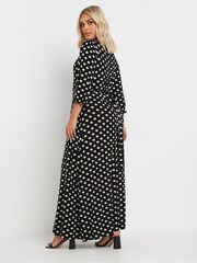 Yours Curve Black Dot Print Maxi Wrap Dress - Image 4 of 5