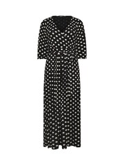 Yours Curve Black Dot Print Maxi Wrap Dress - Image 5 of 5