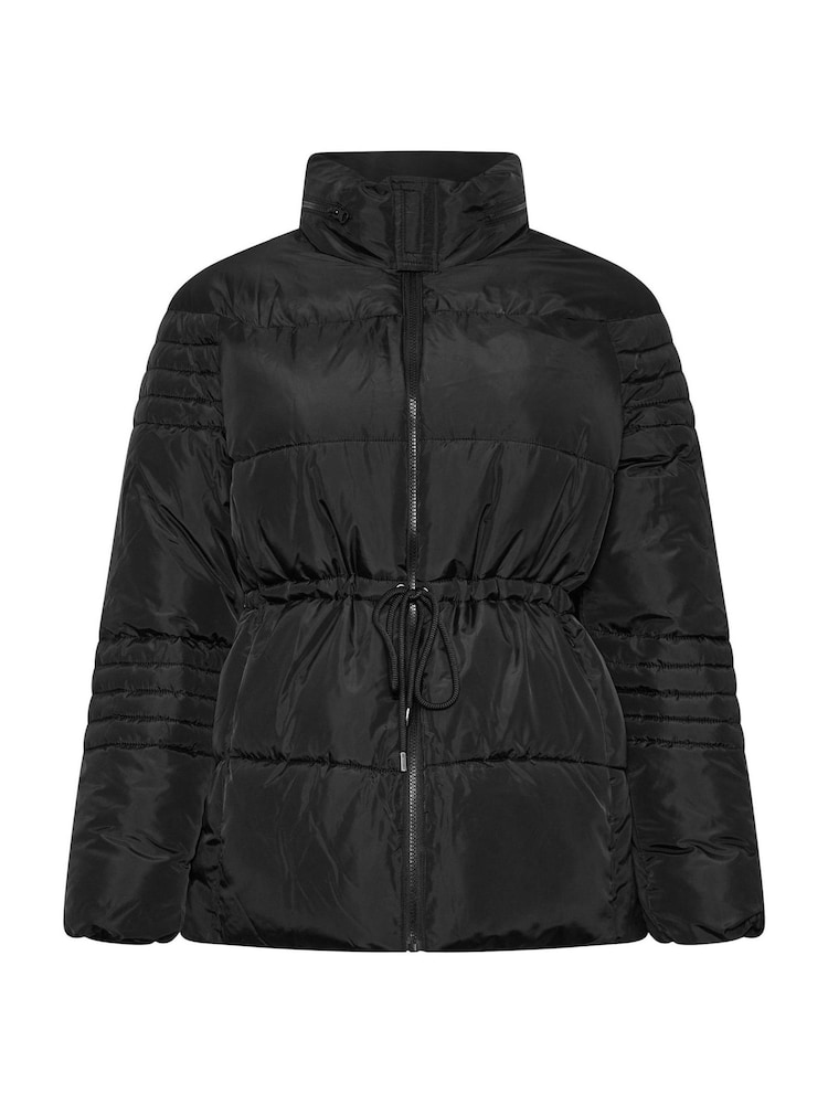 Yours Curve Black Padded Drawstring Coat - Image 5 of 5