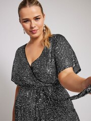 Yours Curve London Wickeltop mit Paillettenbesatz - Bild 2 von 5