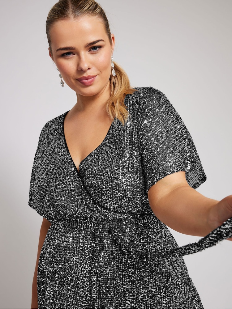Yours Curve London Wickeltop mit Paillettenbesatz - Bild 2 von 5