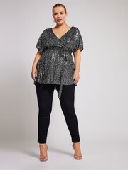 Yours Curve London Wickeltop mit Paillettenbesatz - Bild 3 von 5