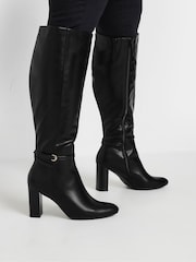Yours Curve Black Extra Wide Fit Extra Wide Fit Heeled Knee High Boots - Image 1 of 5