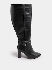 Yours Curve Black Extra Wide Fit Extra Wide Fit Heeled Knee High Boots - Image 2 of 5