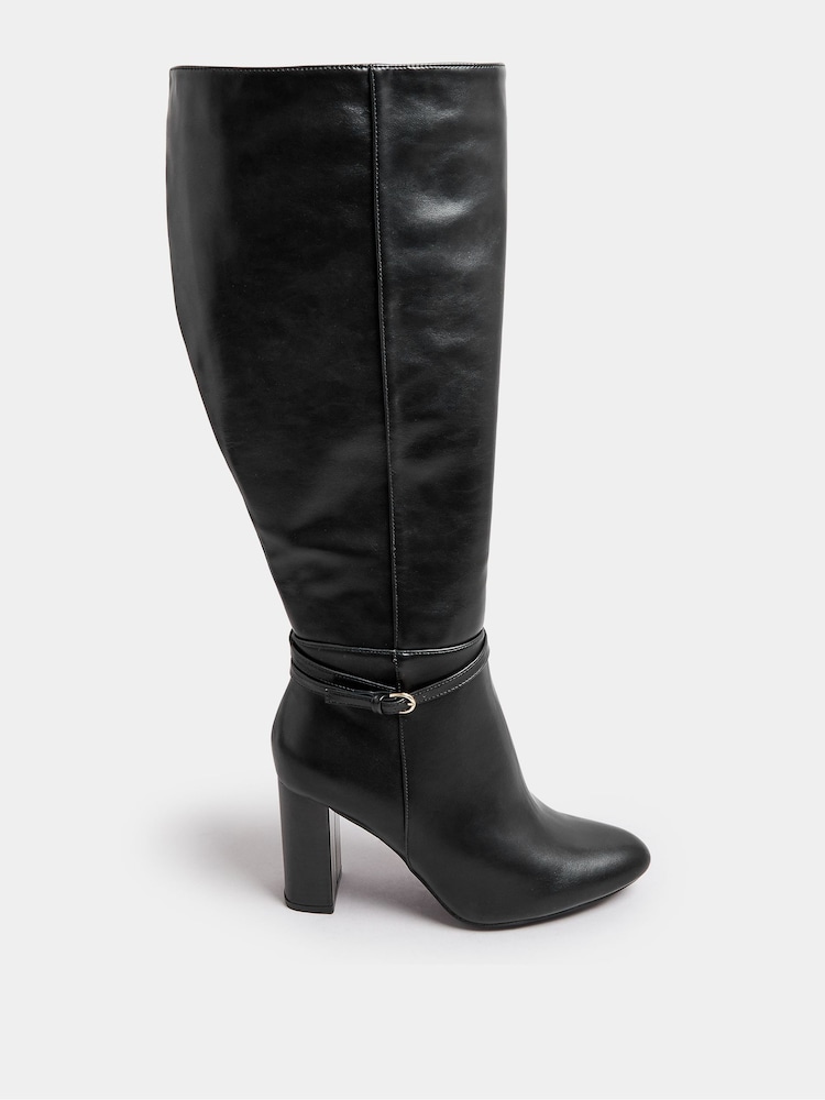 Yours Curve Black Extra Wide Fit Extra Wide Fit Heeled Knee High Boots - Image 2 of 5