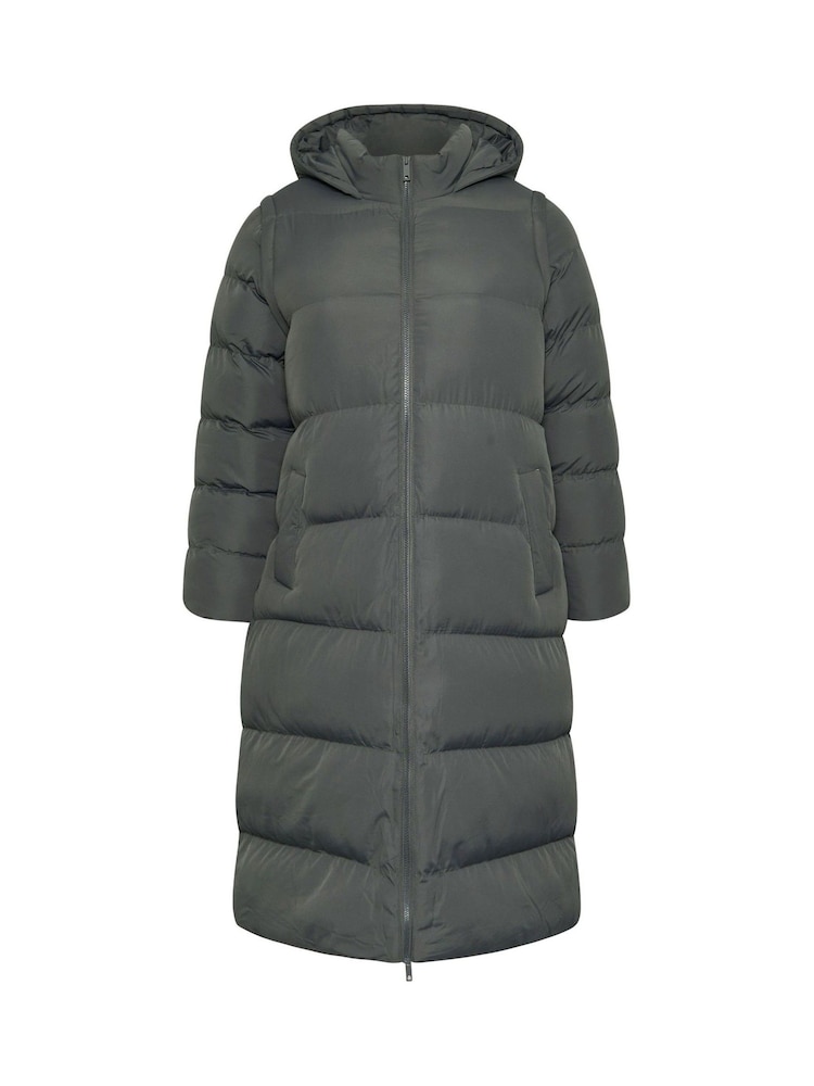 Yours Curve Grey 2-In-1 Padded Coat - Image 5 of 5