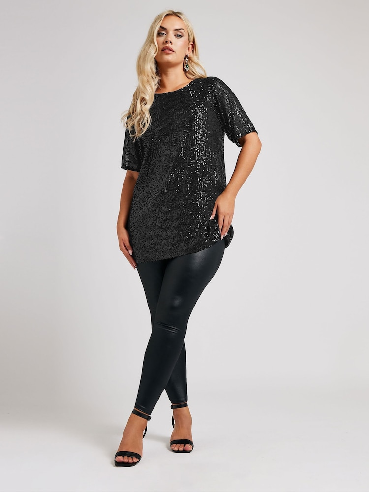 Schwarz - Yours Curve London Swing-Top mit Pailletten - Bild 2 von 5 Schwarz - Yours Curve London Swing-Top mit Pailletten - Bild 2 von 5