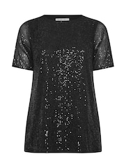 Yours Curve Black London Sequin Swing Top - Image 5 of 5