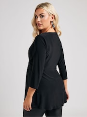 Yours Curve Black London Knot Front Top - Image 4 of 5