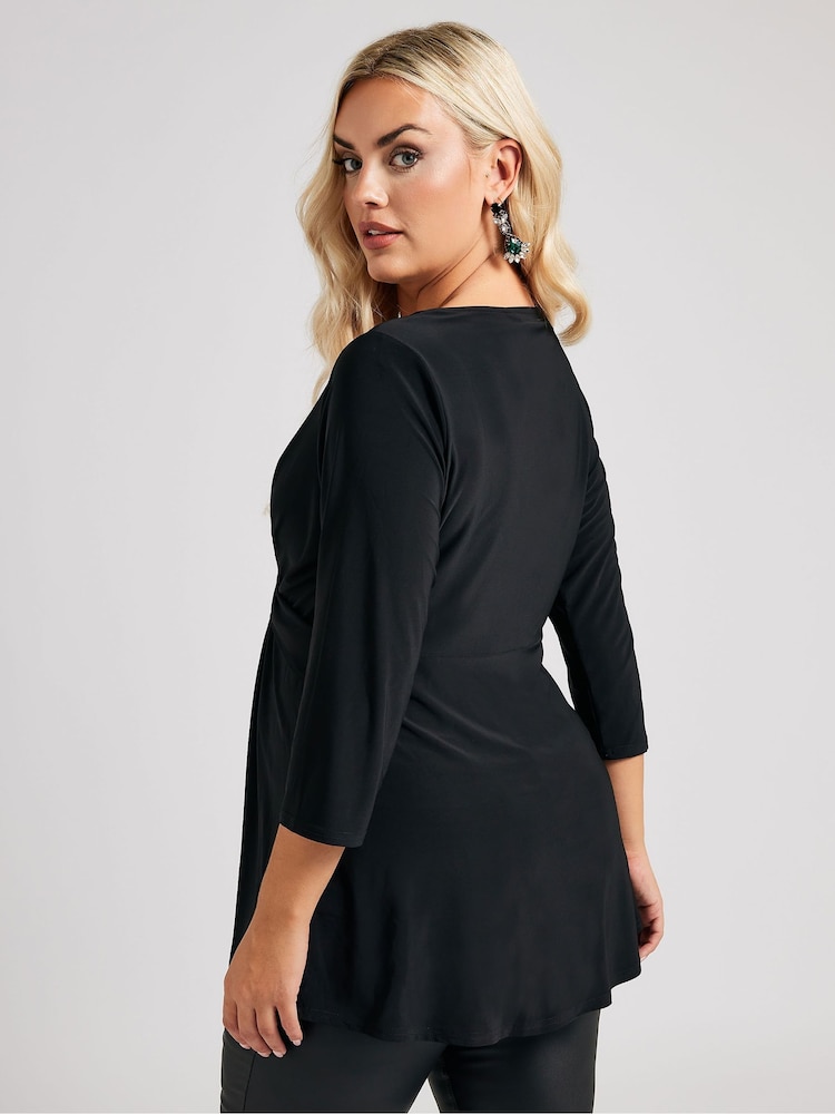 Yours Curve Black London Knot Front Top - Image 4 of 5