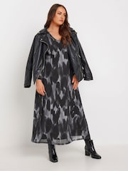 Yours Curve Grey Balloon Sleeve Mesh Maxi Dress - Image 2 of 5