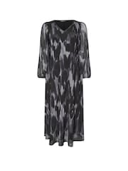 Yours Curve Grey Balloon Sleeve Mesh Maxi Dress - Image 5 of 5