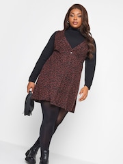 Yours Curve Red Button Down Pinafore Dress - Image 1 of 4