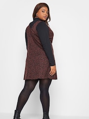 Yours Curve Red Button Down Pinafore Dress - Image 3 of 4