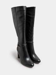 Yours Curve Black Wide Fit Extra Wide Fit Heeled Knee High Boots - Image 5 of 5