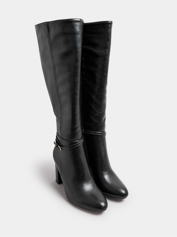 Yours Curve Black Wide Fit Extra Wide Fit Heeled Knee High Boots - Image 5 of 5