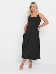 Yours Curve Black Pinafore Square Neck Midaxi Dress - Image 1 of 5
