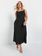 Yours Curve Black Pinafore Square Neck Midaxi Dress - Image 2 of 5