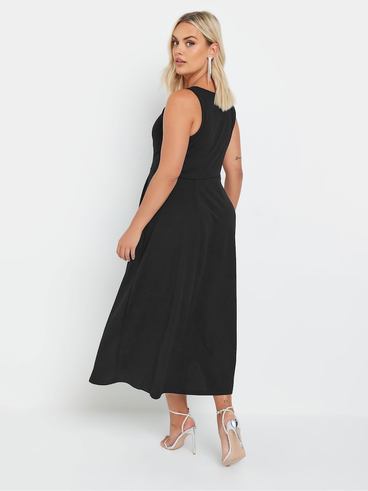 Yours Curve Black Pinafore Square Neck Midaxi Dress - Image 3 of 5