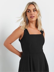 Yours Curve Black Pinafore Square Neck Midaxi Dress - Image 4 of 5