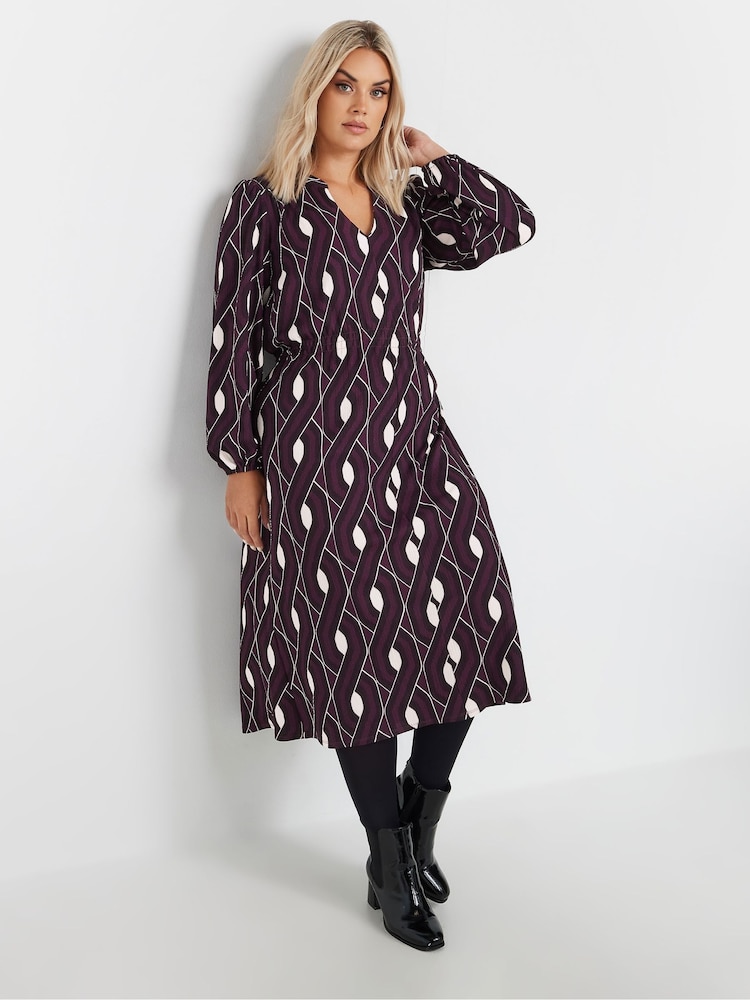 Yours Curve – Langarm-Kleid mit Print - Bild 1 von 5 Yours Curve – Langarm-Kleid mit Print - Bild 1 von 5