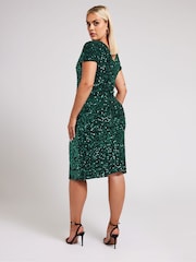 Yours Curve Green London Sequin Velvet Shift Dress - Image 3 of 5