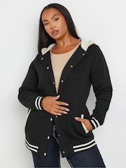 Yours Curve Black Button Front Hoodie Jacket - Image 1 of 5