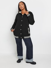 Yours Curve Black Button Front Hoodie Jacket - Image 2 of 5