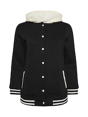 Yours Curve Black Button Front Hoodie Jacket - Image 5 of 5