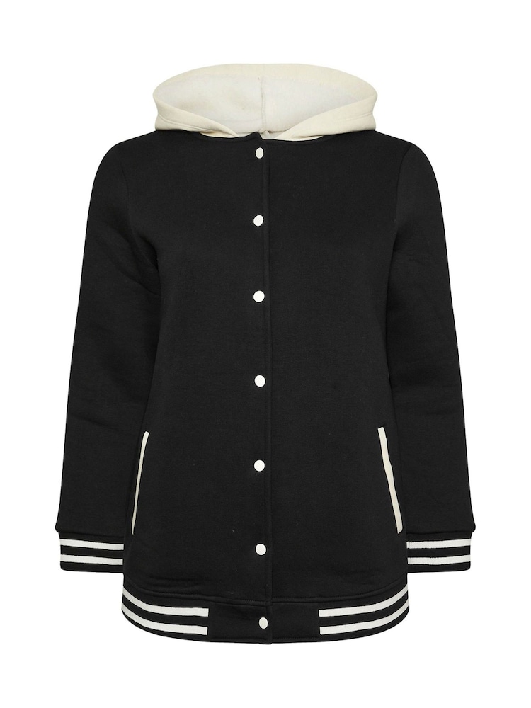 Yours Curve Black Button Front Hoodie Jacket - Image 5 of 5