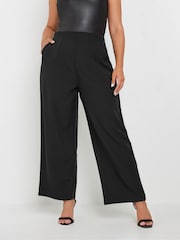 Yours Curve Black Darted Waist Wide Leg Trousers - Image 1 of 5
