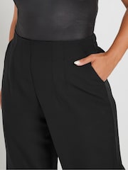 Yours Curve Black Darted Waist Wide Leg Trousers - Image 3 of 5