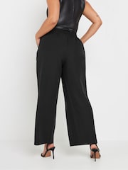 Yours Curve Black Darted Waist Wide Leg Trousers - Image 4 of 5