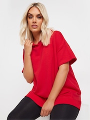 Yours Curve Red Oversized 100% Cotton Hoodie - Image 1 of 6