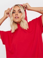 Yours Curve Red Oversized 100% Cotton Hoodie - Image 5 of 6