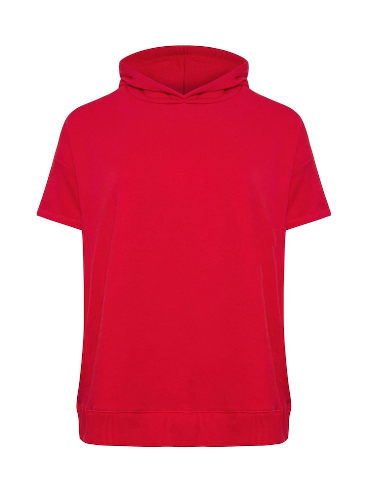Yours Curve Red Oversized 100% Cotton Hoodie - Image 6 of 6