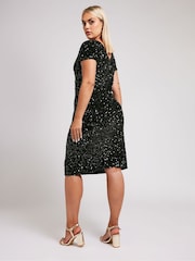 Yours Curve Black London Sequin Velvet Shift Dress - Image 3 of 5