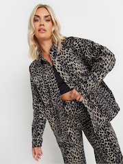Yours Curve Natural Leopard Print Twill 100% Cotton Jacket - Image 1 of 6