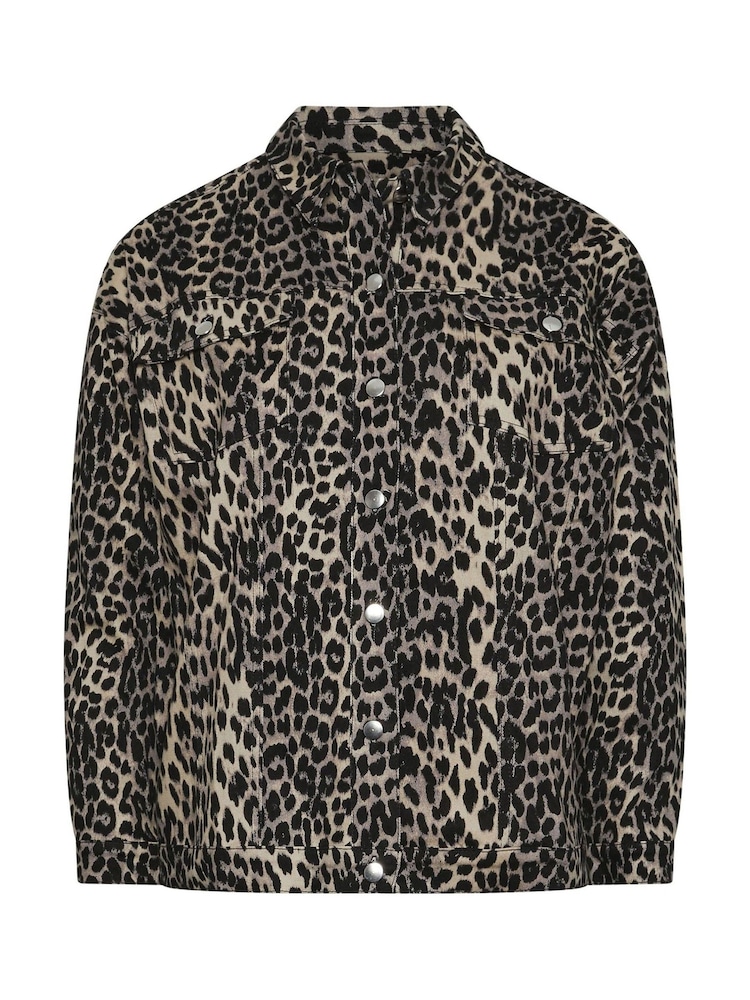 Yours Curve Natural Leopard Print Twill 100% Cotton Jacket - Image 6 of 6