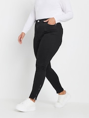 Yours Curve Black AVA Jeans With Zip Hem - Image 1 of 6
