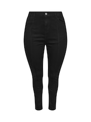 Yours Curve Black AVA Jeans With Zip Hem - Image 6 of 6