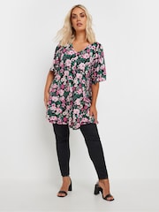 Yours Curve Black Angel Sleeve Top - Image 2 of 5