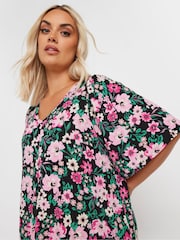 Yours Curve Black Angel Sleeve Top - Image 4 of 5