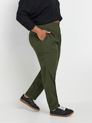 Yours Curve Green Paperbag Waist Cargo Pocket Trousers - Image 1 of 5