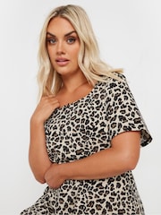Yours Curve Natural Leopard Printed T-Shirt - Image 3 of 5