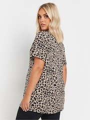 Yours Curve Natural Leopard Printed T-Shirt - Image 4 of 5