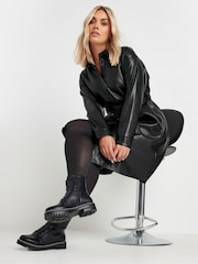 Yours Curve Black Limited PU Shirt Dress - Image 2 of 6