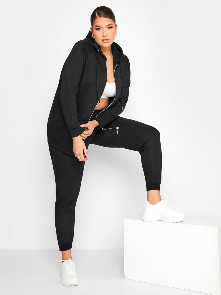 Yours Curve Black Black Zip Up Hoodie - Image 2 of 5