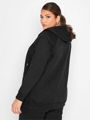 Yours Curve Black Black Zip Up Hoodie - Image 3 of 5
